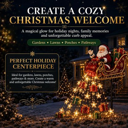 🎅✨ 2026 New Santa’s Flying Sleigh Gift Cascade – Solar Christmas Garden Light✨