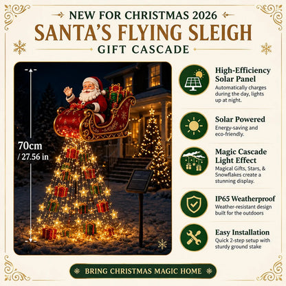 🎅✨ 2026 New Santa’s Flying Sleigh Gift Cascade – Solar Christmas Garden Light✨