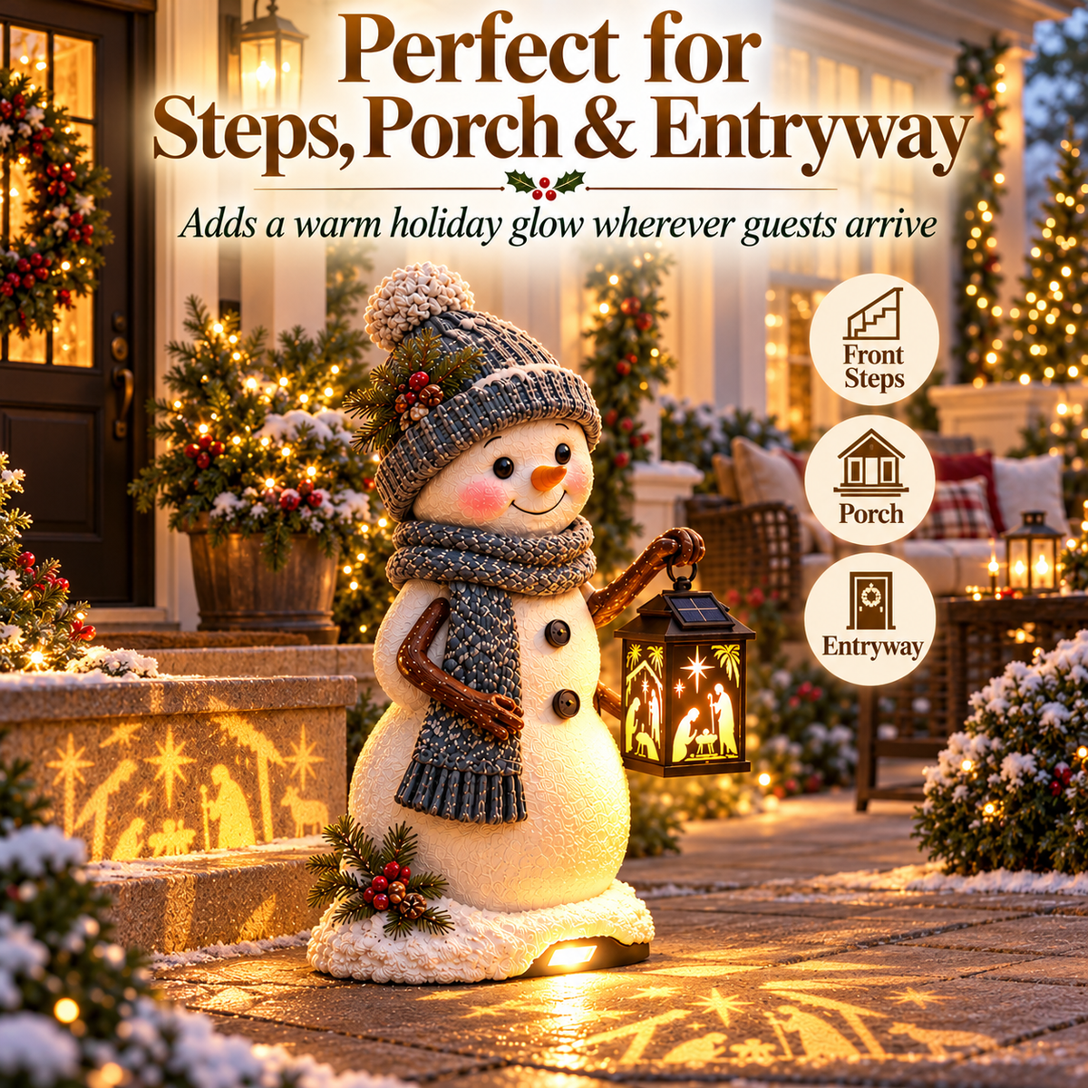 ⛄ Holiday Sale ✨  Snowman Nativity Glow™ Solar Christmas Light