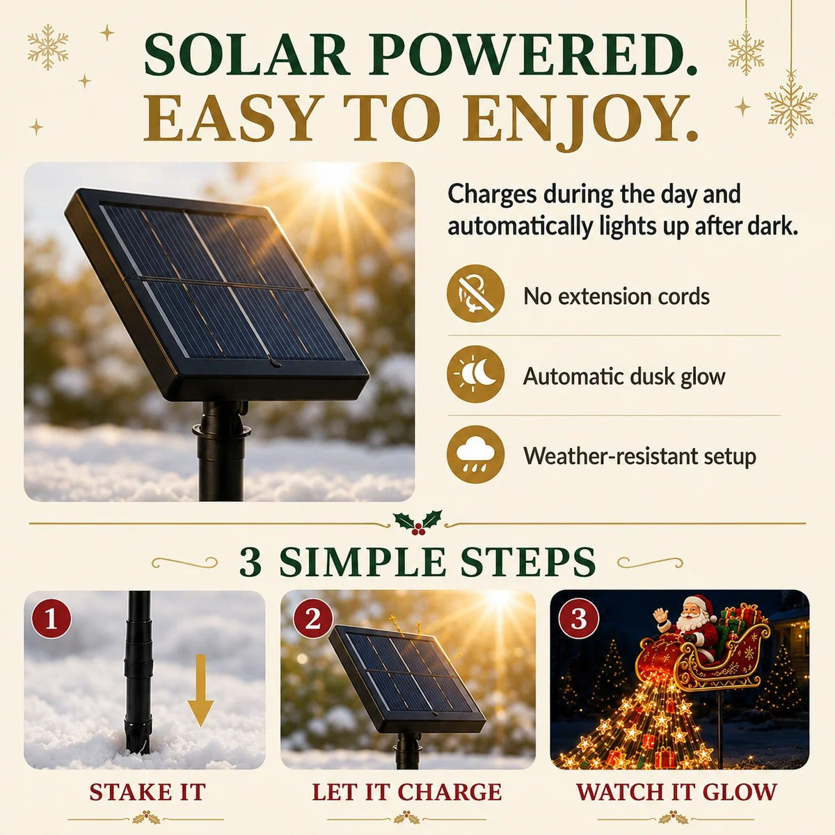 🎅✨ 2026 New Santa’s Flying Sleigh Gift Cascade – Solar Christmas Garden Light✨