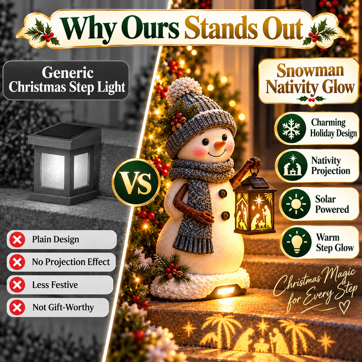 ⛄ Holiday Sale ✨  Snowman Nativity Glow™ Solar Christmas Light
