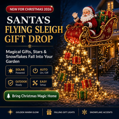 🎅✨ 2026 New Santa’s Flying Sleigh Gift Cascade – Solar Christmas Garden Light✨