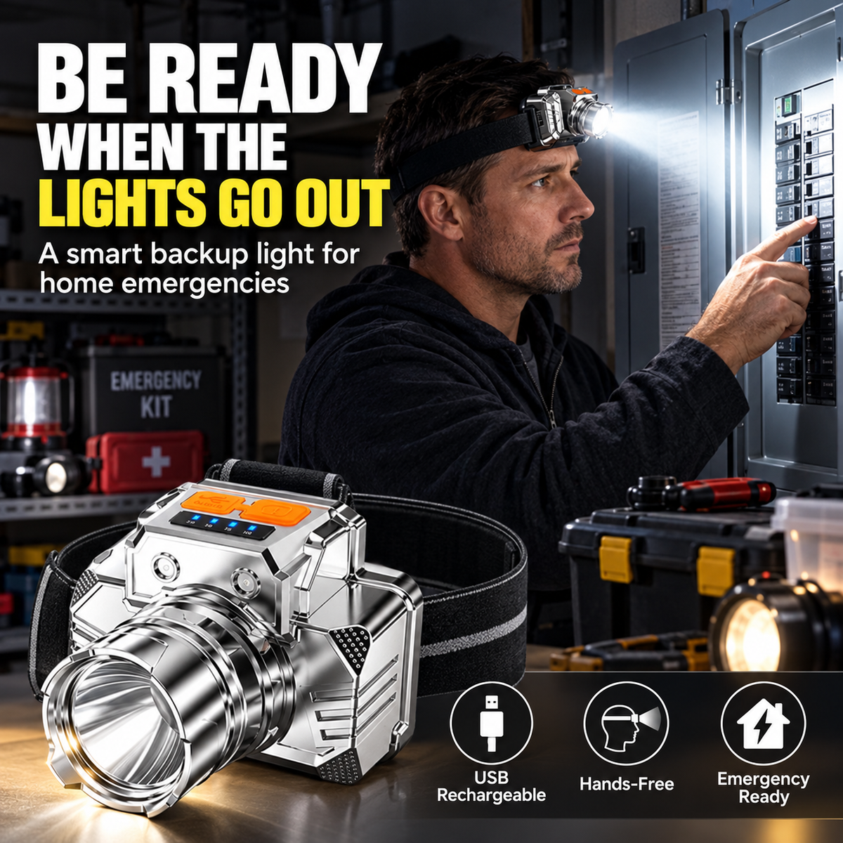 🐟🔦 Rechargeable LED Headlamp–Bright hands-free lighting for fishing, repairs, camping & everyday emergencies.