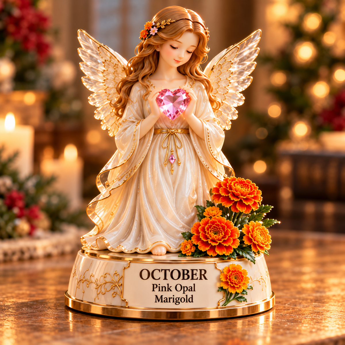October Pink Opal Marigold Guardian Angel