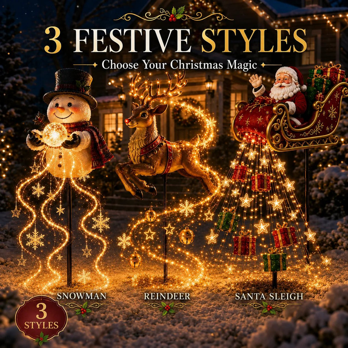 🎅✨ 2026 New Santa’s Flying Sleigh Gift Cascade – Solar Christmas Garden Light✨