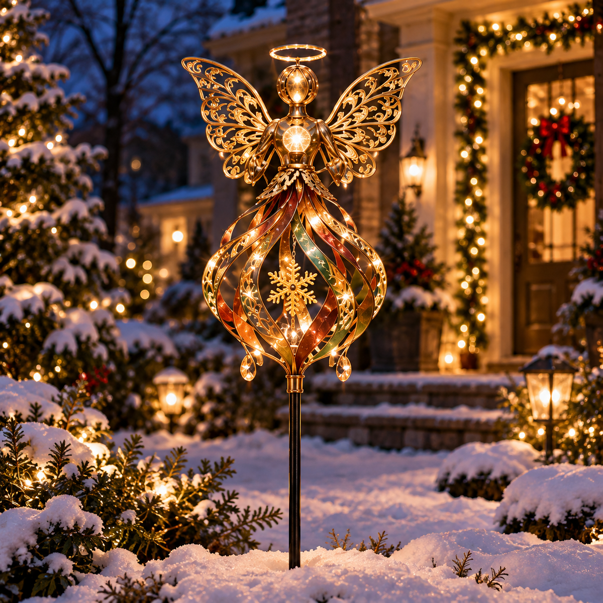 ☃️✨ Snowman Welcome™ Lighted Christmas Garden Wind Spinner