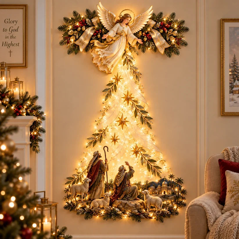 🔥✨ Angel Shepherd Christmas Glow™ – Lighted Faith-Inspired Wall Art