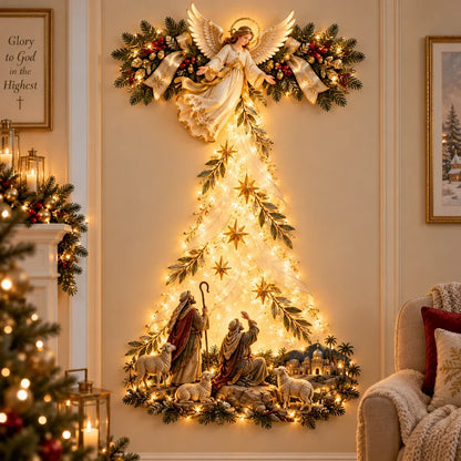 🔥✨ Angel Shepherd Christmas Glow™ – Lighted Faith-Inspired Wall Art
