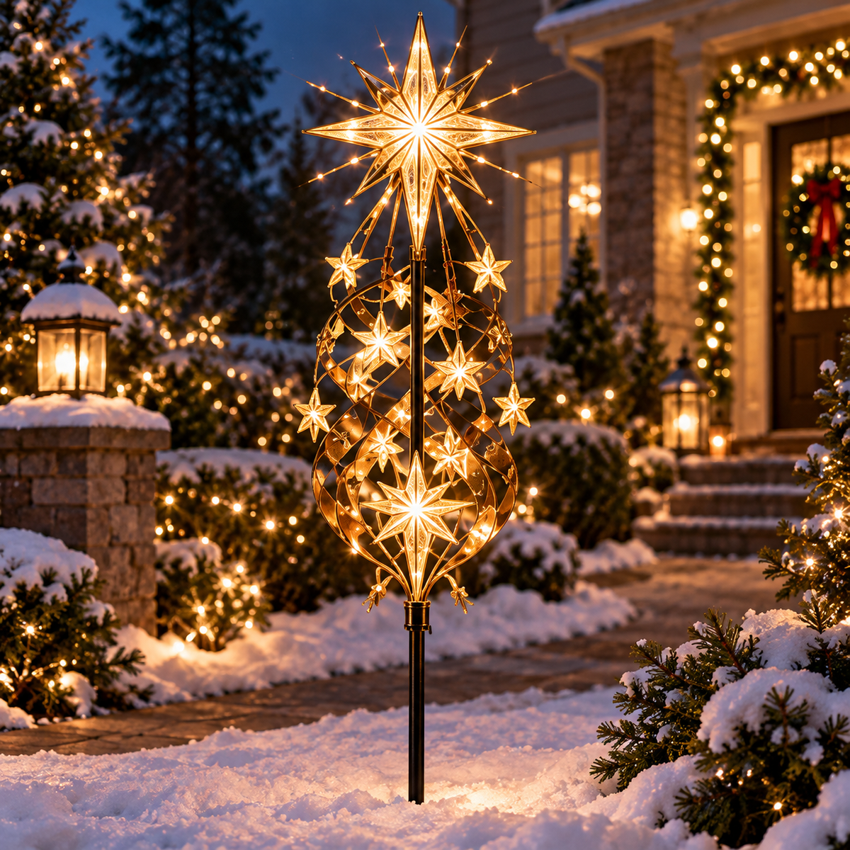 ☃️✨ Snowman Welcome™ Lighted Christmas Garden Wind Spinner