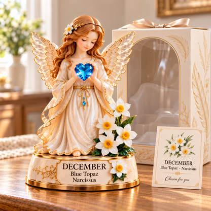 ✨ Your Birth Month Guardian Angel – Birthstone & Birth Flower Figurine