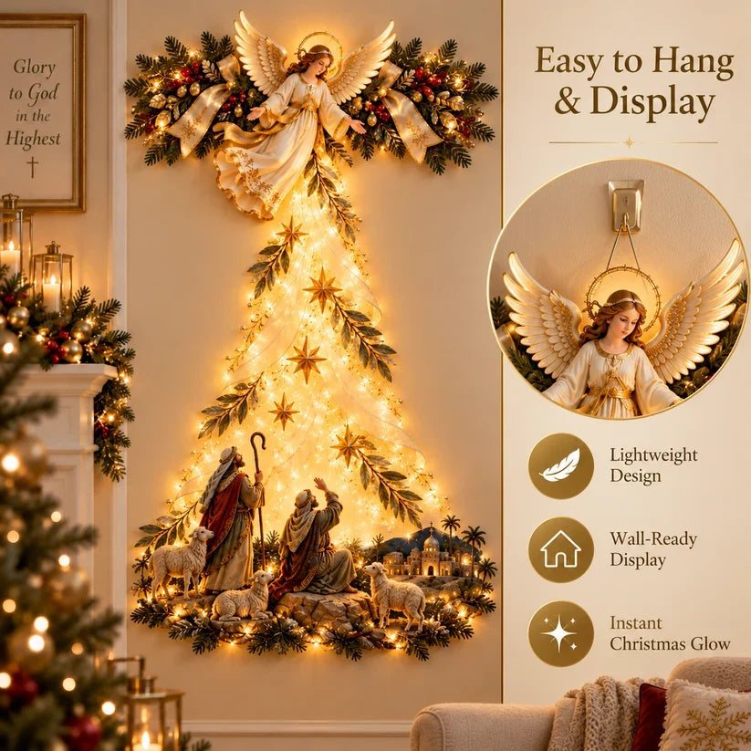 🔥✨ Angel Shepherd Christmas Glow™ – Lighted Faith-Inspired Wall Art