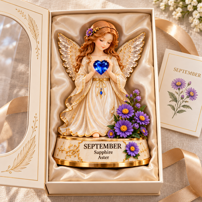 ✨ Your Birth Month Guardian Angel – Birthstone & Birth Flower Figurine