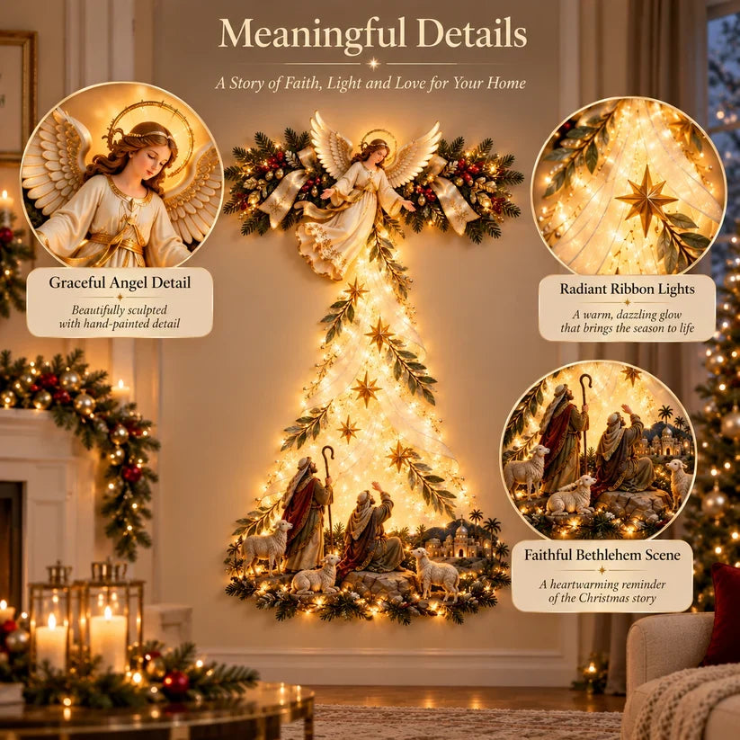 🔥✨ Angel Shepherd Christmas Glow™ – Lighted Faith-Inspired Wall Art