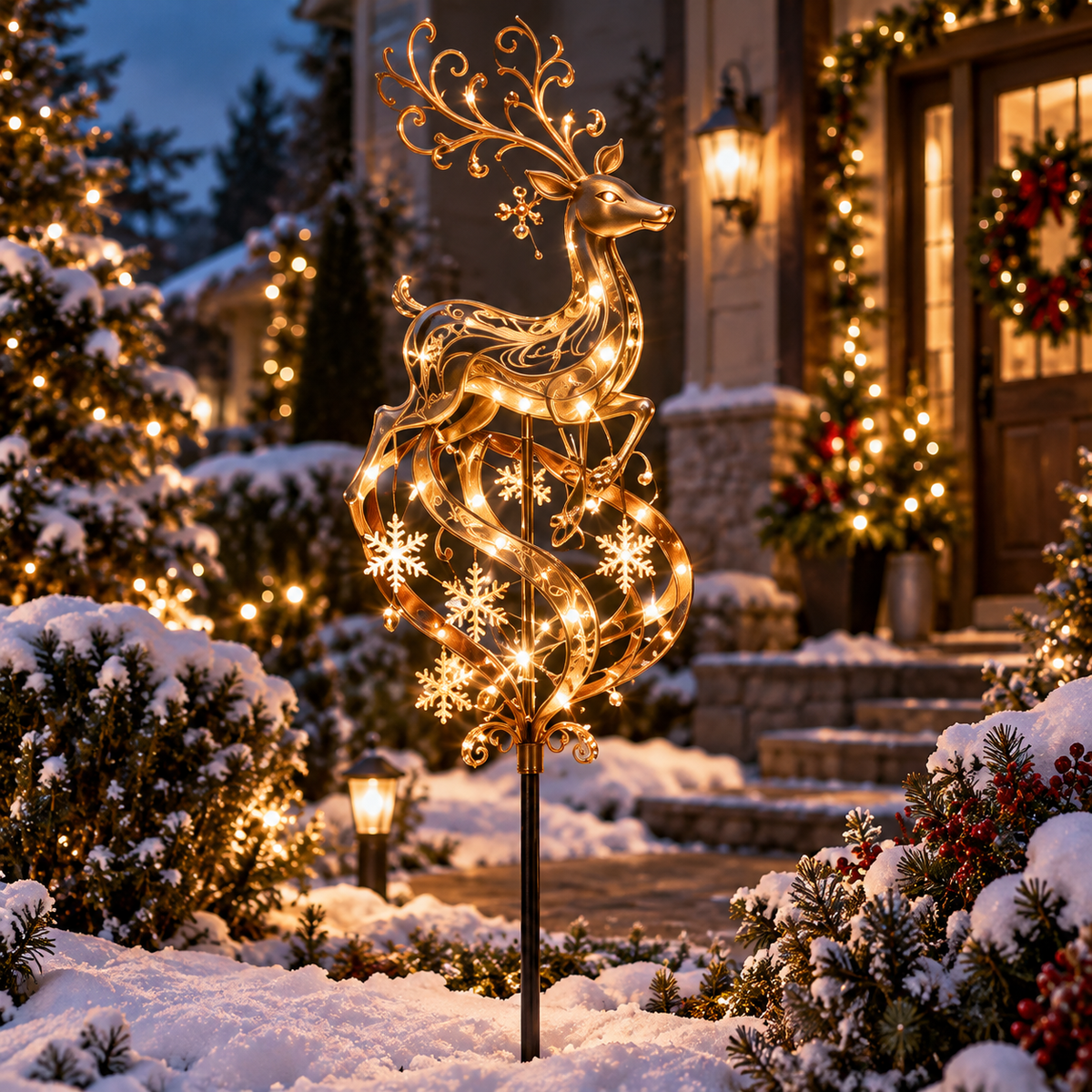 ☃️✨ Snowman Welcome™ Lighted Christmas Garden Wind Spinner