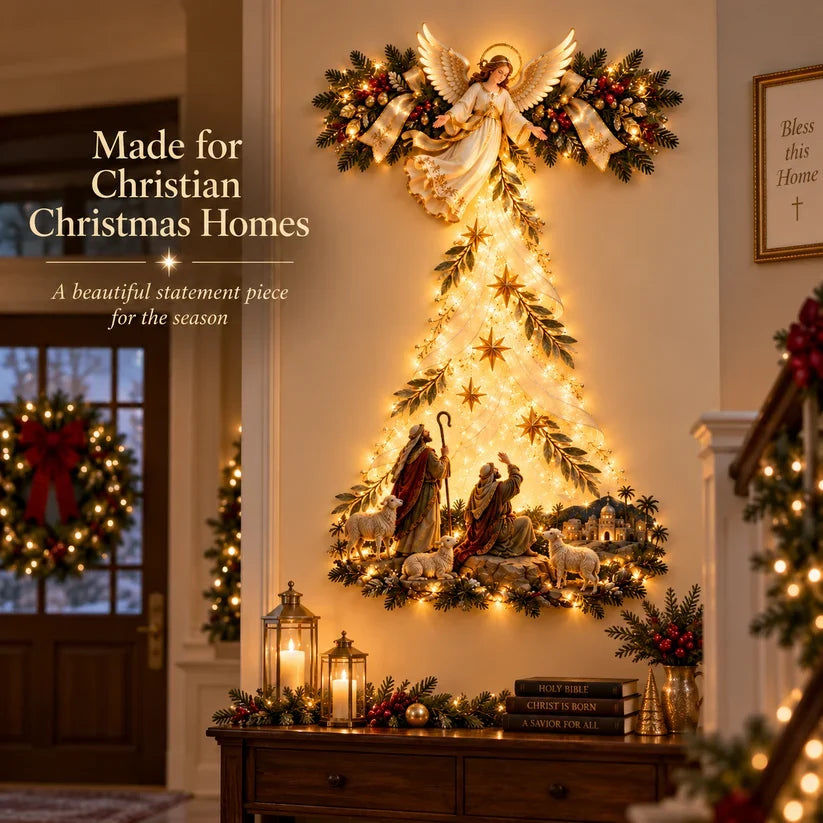 🔥✨ Angel Shepherd Christmas Glow™ – Lighted Faith-Inspired Wall Art