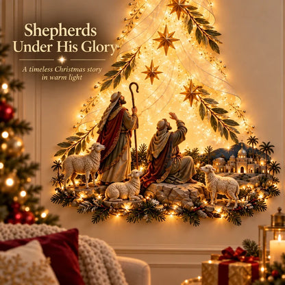 🔥✨ Angel Shepherd Christmas Glow™ – Lighted Faith-Inspired Wall Art