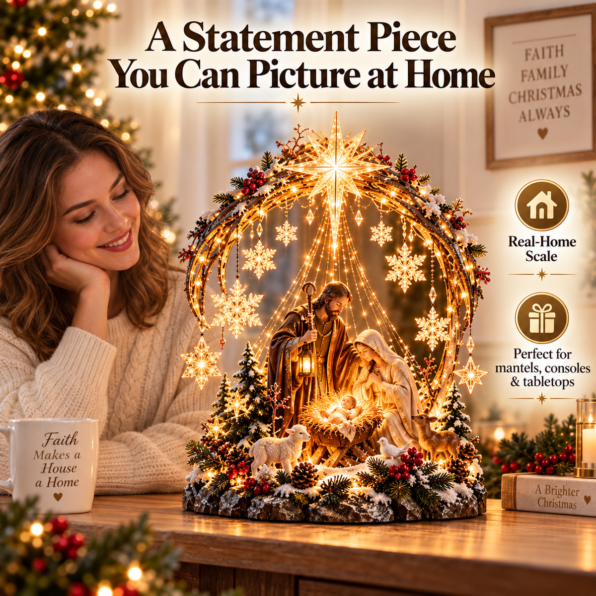 🔥 Last Day 50% OFF 🔥⭐ Bethlehem Starlight Nativity Arch™ – Lighted Christmas Tabletop Decor