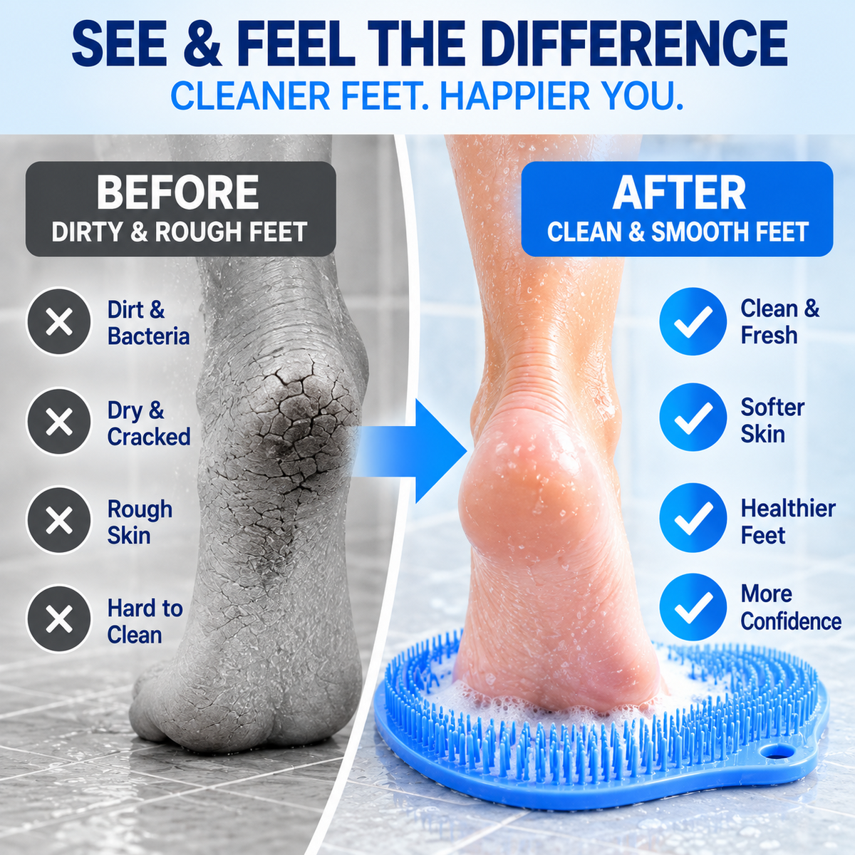 🦶 Hands-Free Shower Foot Scrubber Mat – Deep Clean & Massage Your Feet While You Shower