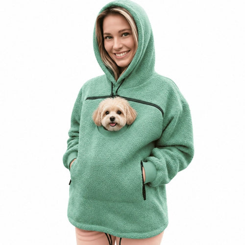 Hoodie With Dog Pouch Fleece Casual Oversized Sweatshirt