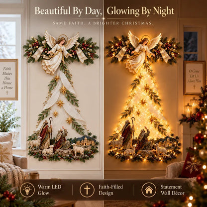 🔥✨ Angel Shepherd Christmas Glow™ – Lighted Faith-Inspired Wall Art
