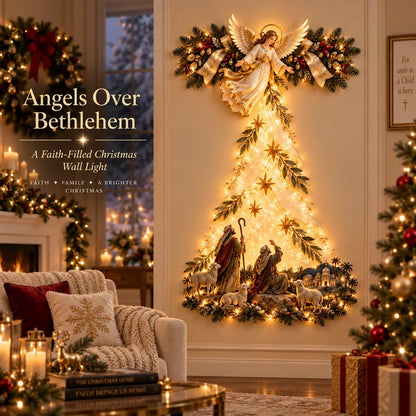 🔥✨ Angel Shepherd Christmas Glow™ – Lighted Faith-Inspired Wall Art