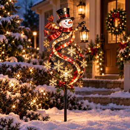 ☃️✨ Snowman Welcome™ Lighted Christmas Garden Wind Spinner