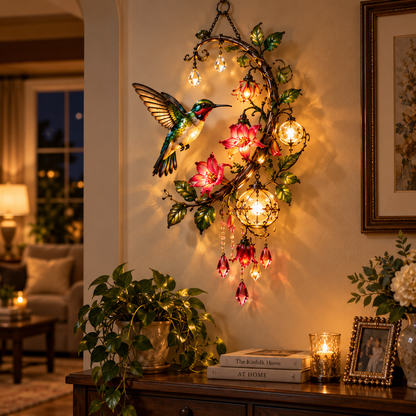✨ Hummingbird Blossom Glow™ – Lighted Floral Wall Decor