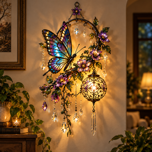✨ Butterfly Garden Glow™ – Lighted Floral Wall Decor
