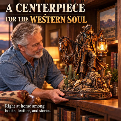 🔥 50% OFF – Western Rider & 🤠Horse Lantern Statue