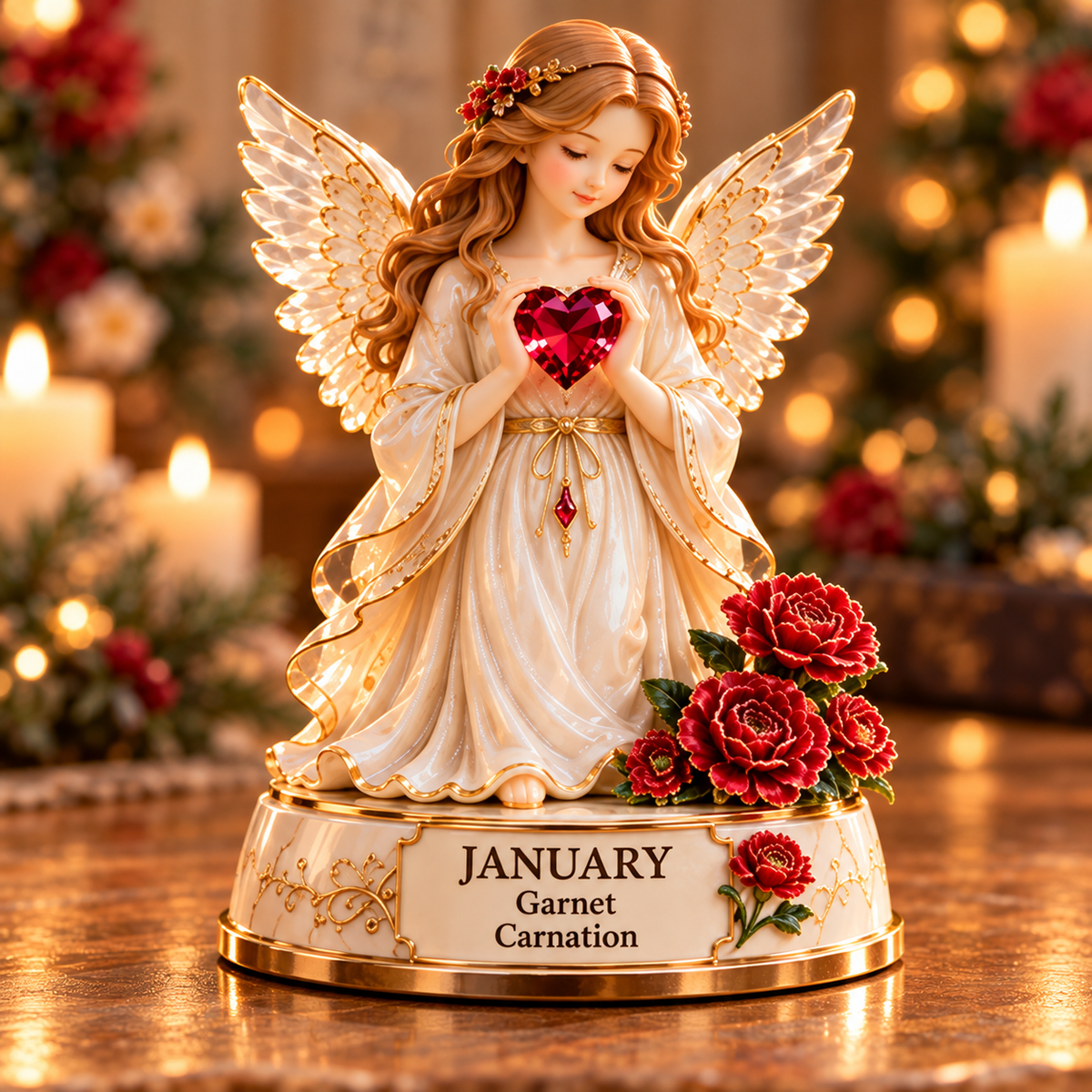 ✨ Your Birth Month Guardian Angel – Birthstone & Birth Flower Figurine