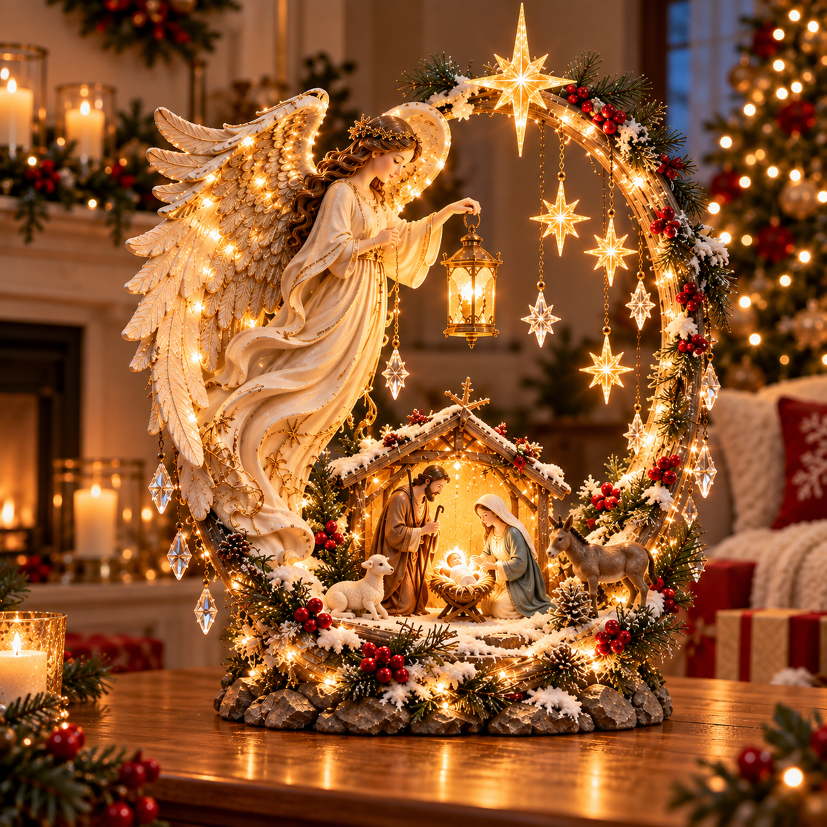 ✨ LAST DAY 49% OFF🔥 Light From Heaven Angel Nativity Christmas Centerpiece ✝️