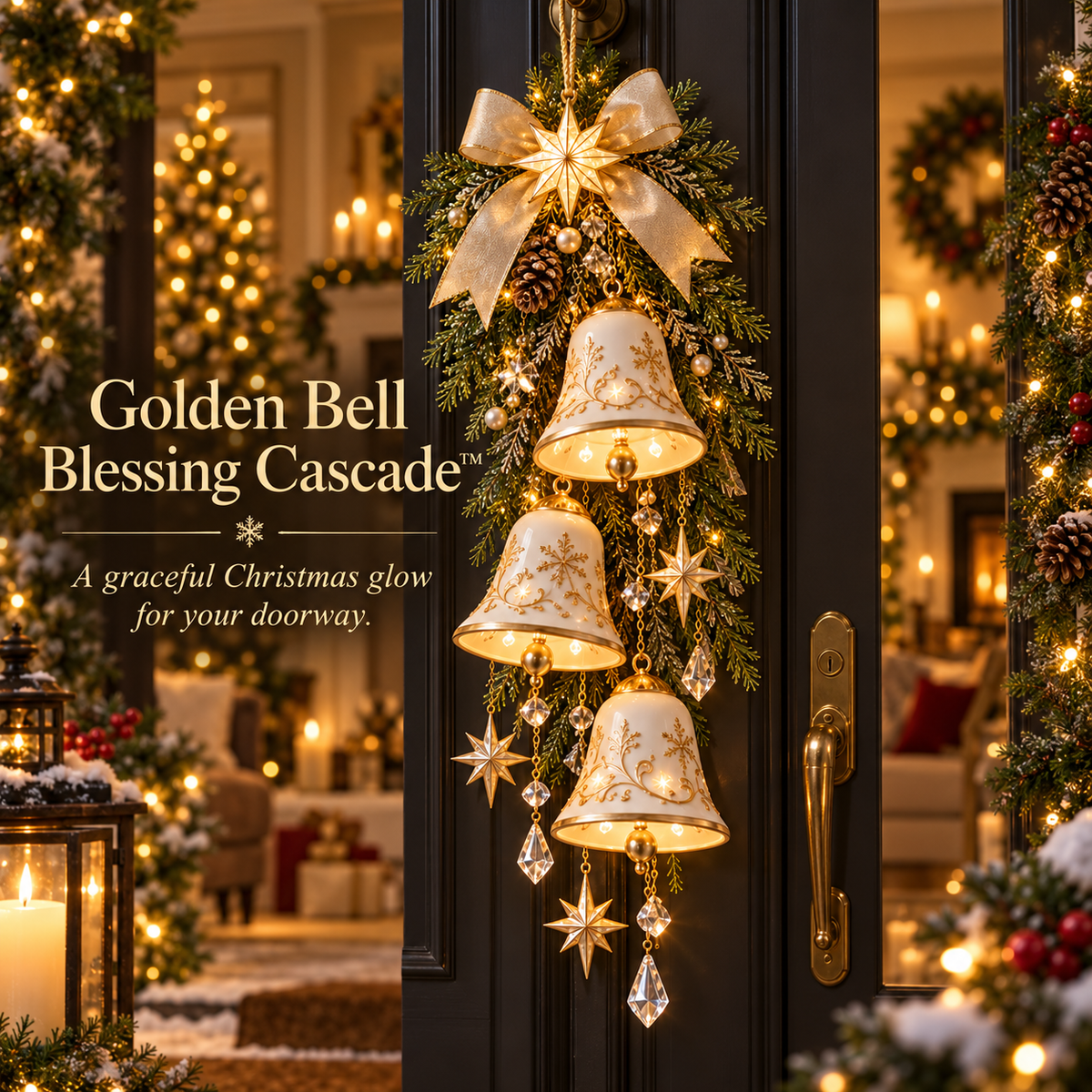 🎁🌟 49% OFF Ends Today 🔔 Golden Bell Christmas Glow™ – Festive Door Hanging
