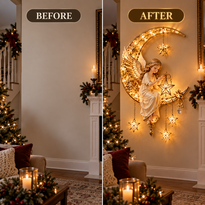 🔥Last Day 49% OFF🔥Heavenly Angel Crescent Moon Glow™ - Lighted Christmas Wall Decor