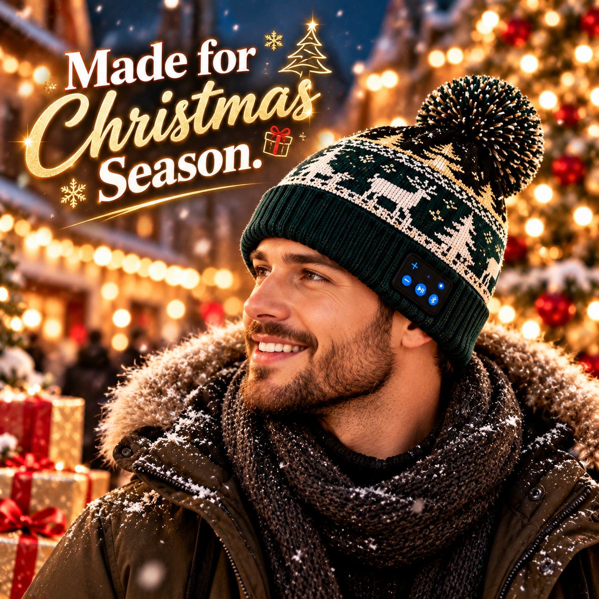 🎄 Christmas Tune Beanie™ – Warm Bluetooth Music Hat with Built-In Speakers 🎧