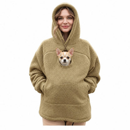 Hoodie With Dog Pouch Fleece Casual Oversized Sweatshirt