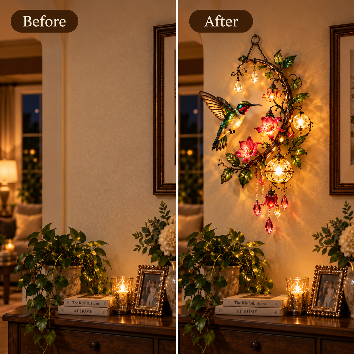 ✨ Hummingbird Blossom Glow™ – Lighted Floral Wall Decor