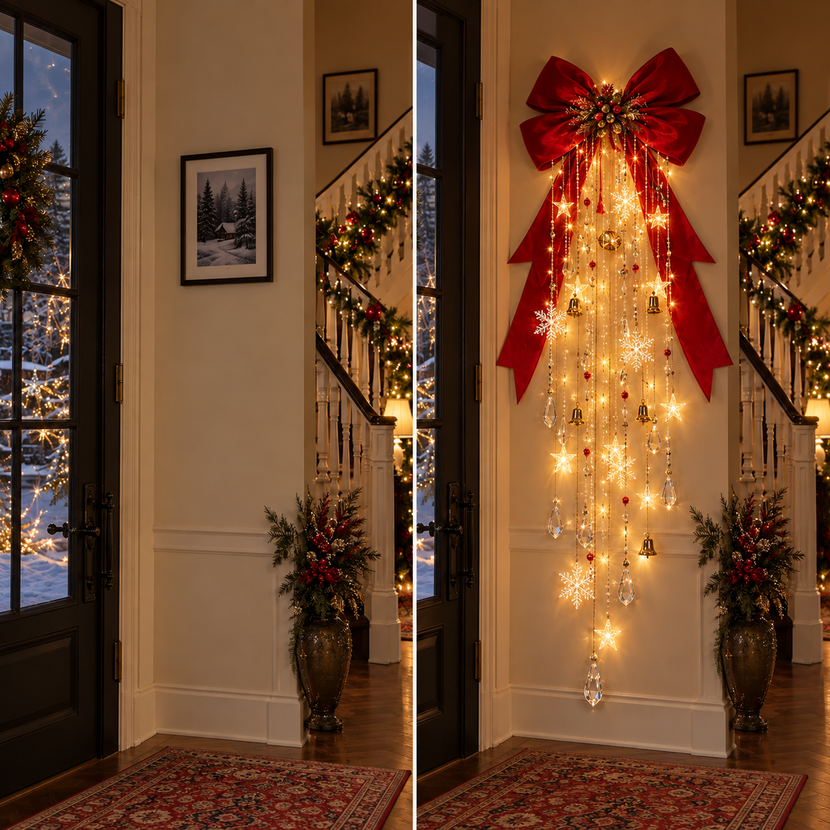 🎀 Christmas Cascade Bow Light™ – Lighted Holiday Wall Decor