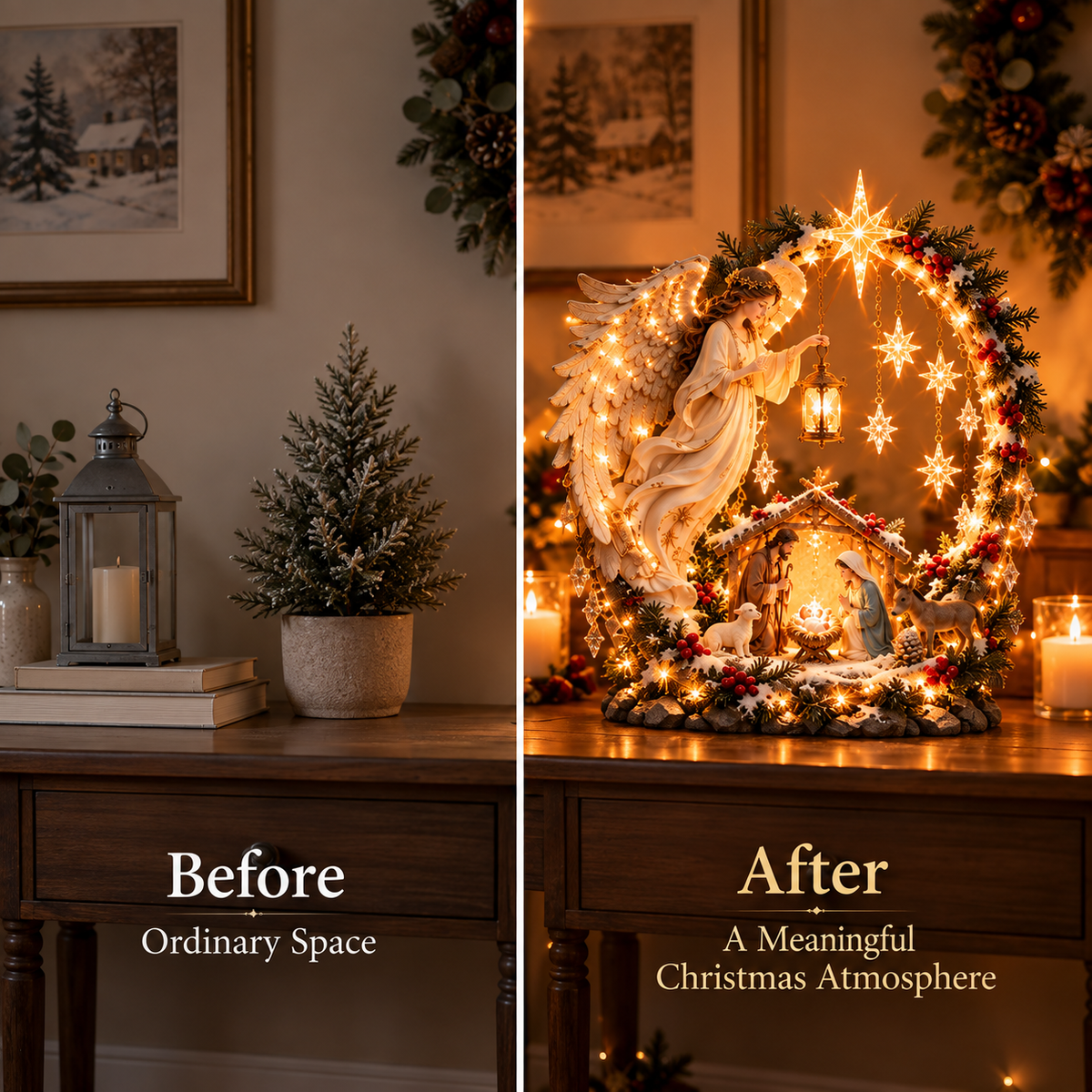 ✨ LAST DAY 49% OFF🔥 Light From Heaven Angel Nativity Christmas Centerpiece ✝️