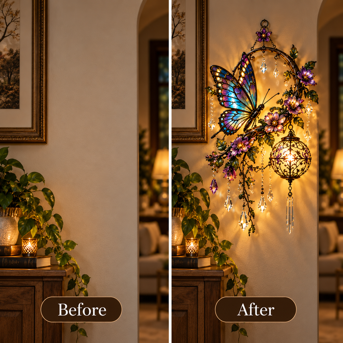 ✨ Butterfly Garden Glow™ – Lighted Floral Wall Decor