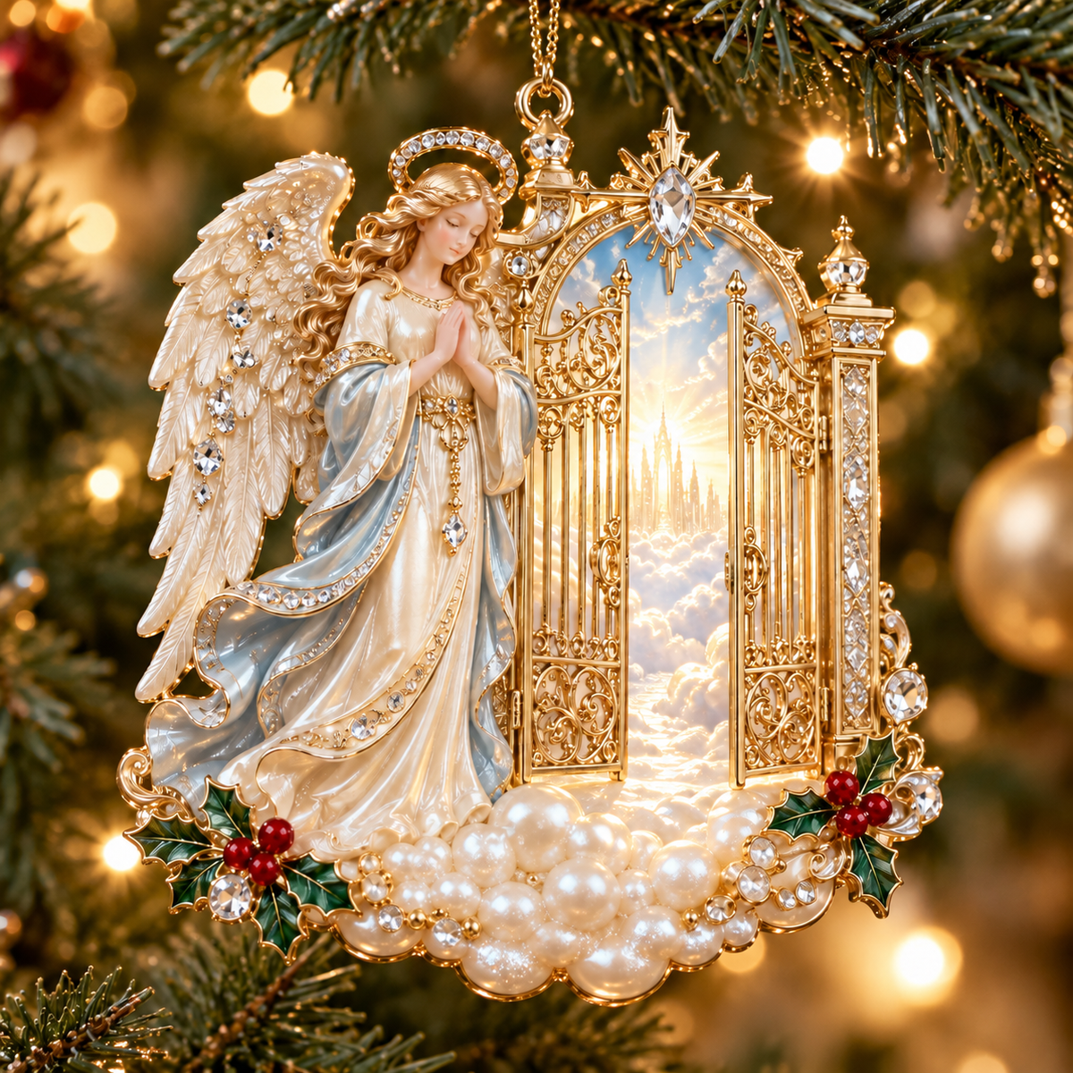 ⏰Final 6 Hours Sale 50% OFF✝️Heavenly Angel Christmas Ornament –  Crystal Star, Heaven’s Gate & Nativity Faith Keepsake Collection