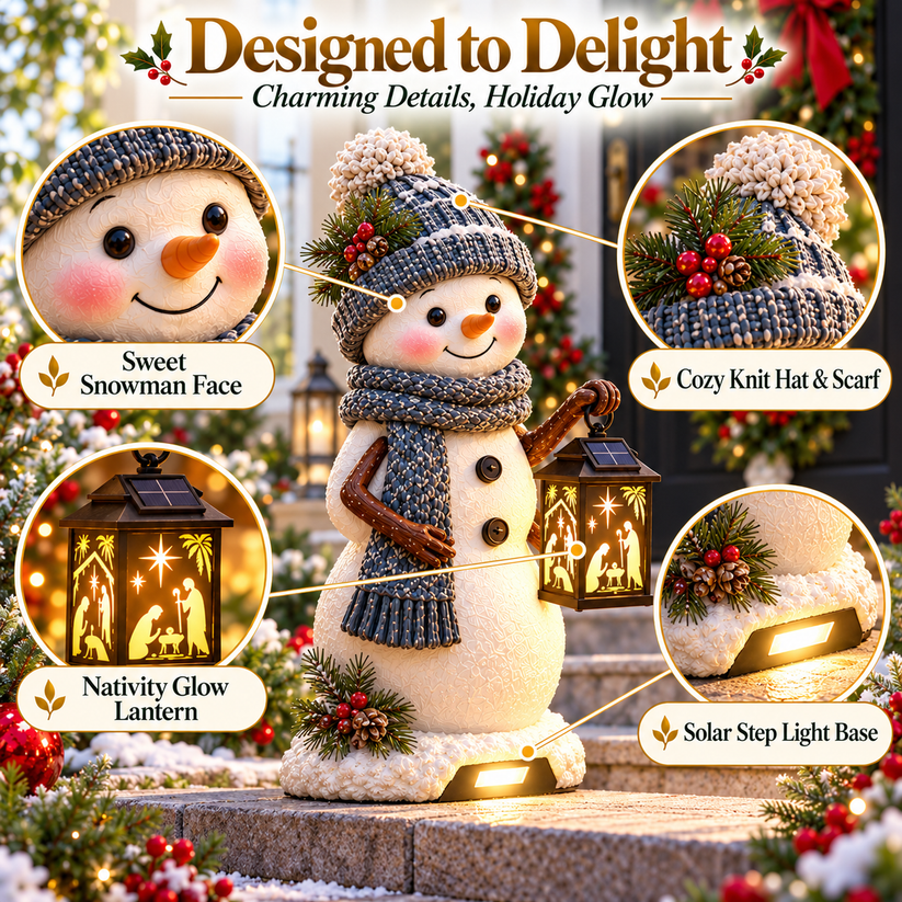 ⛄ Last Day 49% OFF — Snowman Nativity Glow with Solar-Powered Lantern