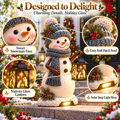 ⛄ Last Day 49% OFF — Snowman Nativity Glow with Solar-Powered Lantern
