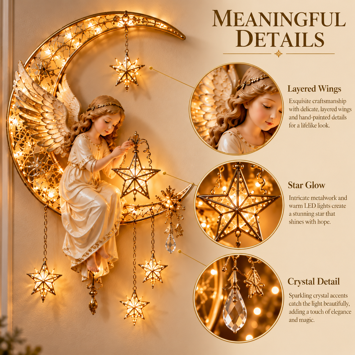 🔥Last Day 49% OFF🔥Heavenly Angel Crescent Moon Glow™ - Lighted Christmas Wall Decor