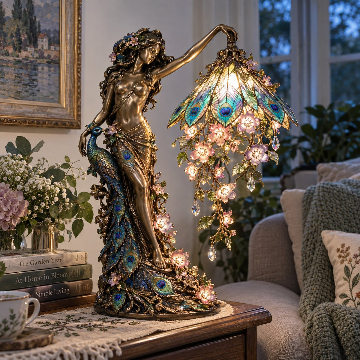 🦚 Peacock Lady Floral Lamp™ – A Stunning Piece Of Art That Lights Up Your Home