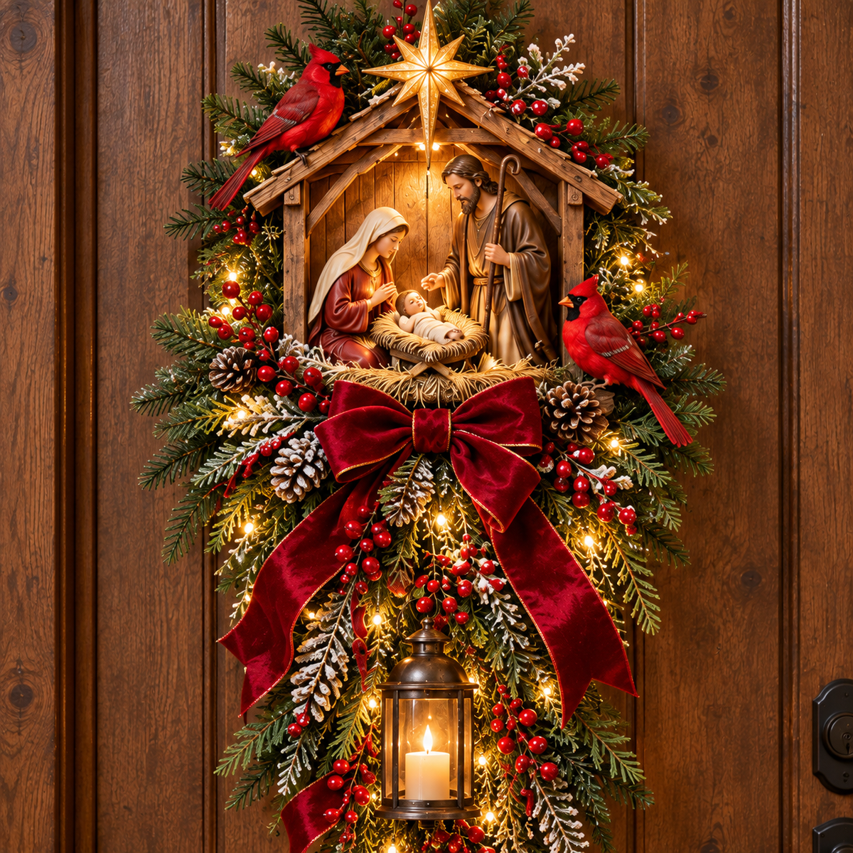 🔥Last Day 49% OFF🔥Bethlehem Lantern Nativity Swag™ Lighted Christmas Door & Wall Decor