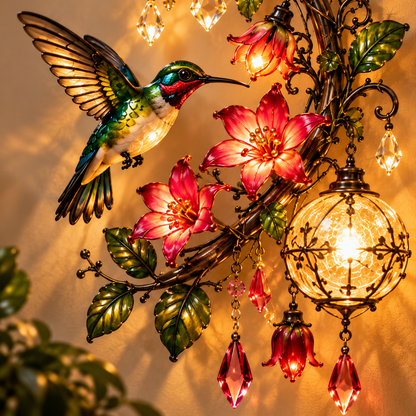 ✨ Hummingbird Blossom Glow™ – Lighted Floral Wall Decor