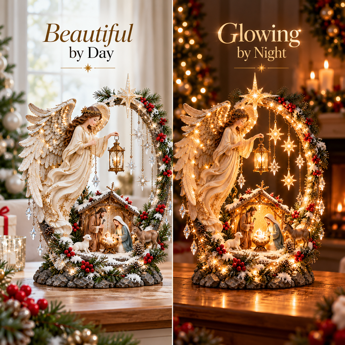 ✨ LAST DAY 49% OFF🔥 Light From Heaven Angel Nativity Christmas Centerpiece ✝️