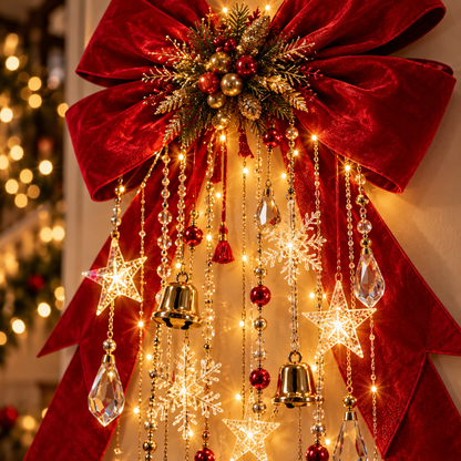 🎀 Christmas Cascade Bow Light™ – Lighted Holiday Wall Decor