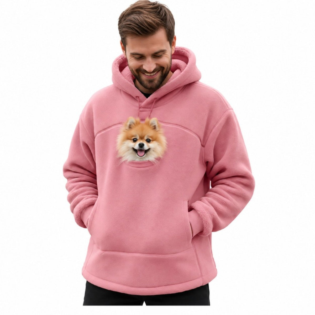 Hoodie With Dog Pouch Fleece Casual Oversized Sweatshirt