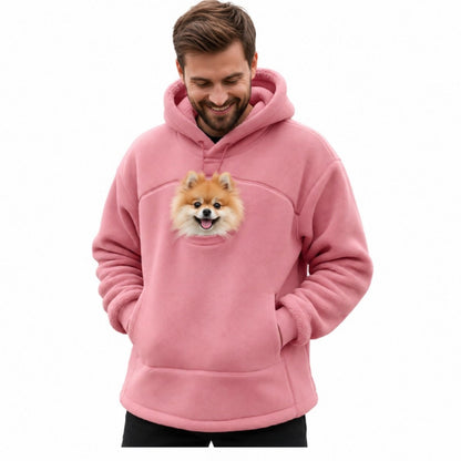 Hoodie With Dog Pouch Fleece Casual Oversized Sweatshirt